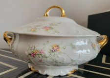 Antique Limoges Theodore Haviland Pink Flowers Soup Tureen Lid Schleiger FRANCE picture