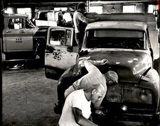 LG106 1961 Orig Bob East Photo DADE COUNTY BODY SHOP MECHANICS CLEAN SRD TRUCKS picture