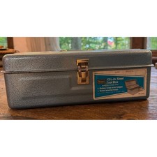 Vintage Sears 13.5in Steel Tool Box Blue Hammered Enamel Cantilever Tray 65071 picture