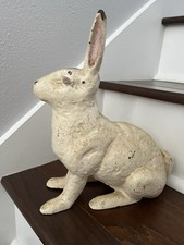 13 pound LIFESIZE ANTIQUE VINTAGE c.1925 CAST IRON RABBIT DOORSTOP STATUE picture