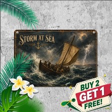 Faith In The Storm Sea Boat Miracle Painting Metal Sign Religious Tin Plaque picture