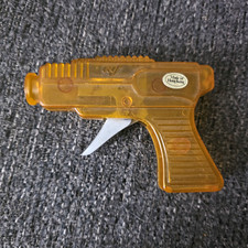 VTG Sparking Space Ray Gun Toy Orange Plastic Frction Sparkler Made In Hong Kong picture
