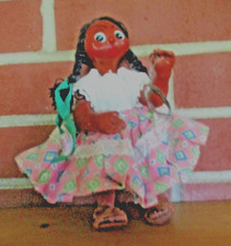 VINTAGE HANDMADE MEXICAN FOLK ART PAPER MACHE DOLL 7 INCHES TALL picture