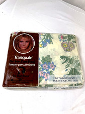 Vtg Dan River Floral Percale Flowers Twin Fitted Bed Sheet New Tranquale FreShip picture