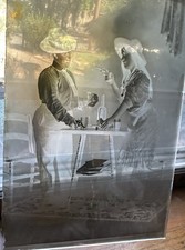 Vintage Western Glass Negative: Man & Woman Playing Cards With Guns: Who Cheated picture