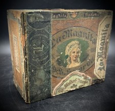 Antique La Magnita Empty Cigar Box Waldorf Astoria Series 1901 Tax Stamp picture