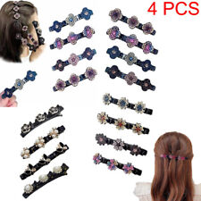4 PCS Sparkling Crystal Stone Braided Hair Clips Rhinestone Fabric Hair Bands picture