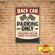 Race Car Parking Only Track Side Garage Shop Metal Tin Sign picture