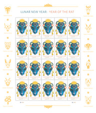 USPS Postage Stamps Sheet of 20 - Lunar New Year: Year of the Rat picture