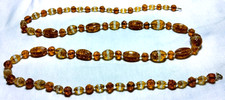 Antique Czech Art Deco Era Amber Crackle Glass Beads Beaded Necklace picture