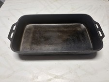 Vintage Lodge Cast Iron Fish Fry Rectangular Pan Stubby Legs 1FP 19” X 11” X 3” picture
