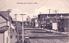 DOWNTOWN MAIN STREET fosston mn postcard minnesota shops sidewalk picture