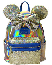 Disney Parks Minnie Gold  Shimmer Sequin Iridescent Loungefly Bag Backpack New picture