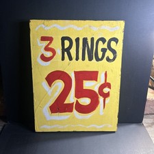 Vintage Wooden Double-Sided Hand-Painted Carnival Sign picture