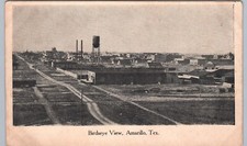 DOWNTOWN PANORAMA amarillo tx original antique postcard birdseye view texas picture