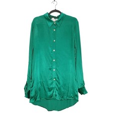 Chloe Kristyn Green Button-Up Blouse XS Long Sleeve Classic Top picture