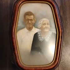 Framed Vintage Black & White Portrait Photograph of Couple in Wood Frame picture