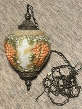 Vintage Mid Century Hanging SWAG LAMP Glass Falkenstein Grapes Works MCM picture