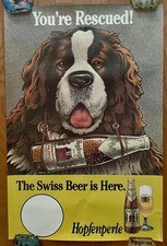 1983 Rare Original Hopfenperle You’re Rescued Swiss Beer Advertising Poster picture