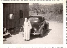 Vintage 1944 Photo Elderly Woman & Classic Car Rushford Minnesota Snapshot picture