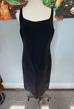 Narciso Rodriguez Black Linen Blend Square Neck Sheath Dress Size 10 picture