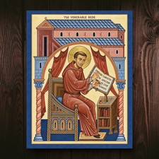 Saint Bede the Venerable Icon — English Church Father | 30x39 cm (12