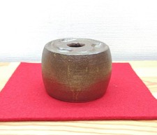 Izumo Ware Tea Lid Holder, Mitsu Tomoe Crest, Nagaoka Kuuken, Antique picture