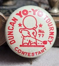 Vintage DUNCAN YO YO TOURNEY CONTESTANT Pinback Button 1950s picture