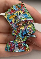 Bart Simpson tripped out smoking weed joint enamel lapel magnet  picture