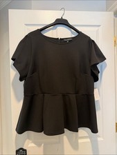 Eloquii Black Peplum Flutter Sleeve Top picture