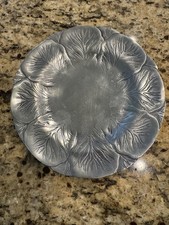 Vintage Arthur Court Cabbage Leaf Cast Aluminum 8” Serving Platter Charger 1980 picture
