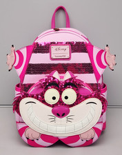 Disney Longefly Alice in Wonderland Cheshire Cat Pink Sequin Backpack New No Tag picture