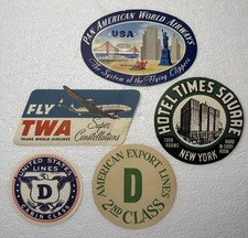 American Travel Luggage Labels Lot of 5 USA Travel Collection RARE Vintage picture