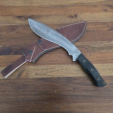 El Matador's Damascus Kukri Knife With Black Micarta And Leather Sheath picture