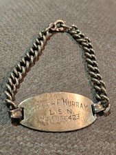 WWII 1/20 - 12kt On Sterling Silver Service ID Bracelet USN Sailor 1938 - 1943 picture