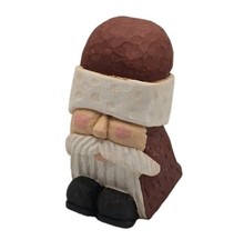Vtg Rustic Folk Art Carved Wood Santa Figure Napping Stubby 1991 Artist Signed picture