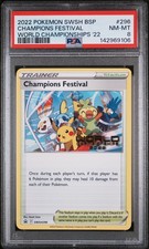 Pokemon Champions Festival Promo SWSH296 Pikachu Worlds 2022 ENGLISH PSA 8 #B picture