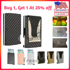 Men Wallets Money Clip RFID Blocking Carbon Fiber Minimalist Slim Card Holder US picture