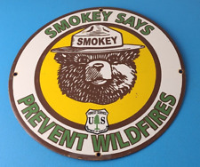 Vintage Smokey The Bear Sign - Porcelain Gas Oil Pump Plate Forest Service Sign picture