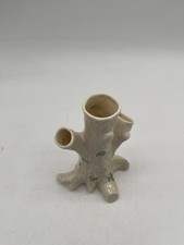 Vintage Belleek Shamrock Tree Trunk Vase Vintage 6