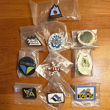 Lot of 10 Vintage Ski Resort Lapel Pins Aspen Vail Jackson Hole Breck Alta Taos picture