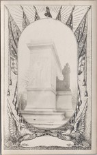 Monument Memorial Statue RPPC Real Photo Postcard Patriotic Flags Eagle Border c picture
