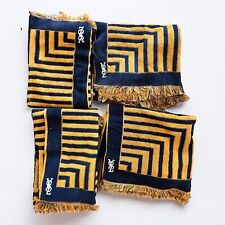 4 Vintage YSL YVES SAINT LAURENT Bath Towels Navy And Gold MCM picture