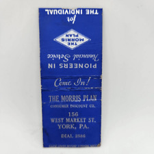Vintage Bobtail Matchcover The Morris Plan Financial Service York Pennsylvania picture