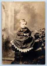 c1910's Cute Baby Girl Dress Studio RPPC Photo Unposted Antique Postcard picture