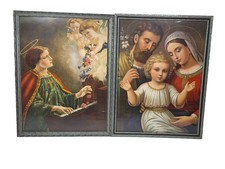 2 Vtg Religious Framed Prints Holy Family Fridolin Leiber St Cecilia Art Pub Co picture