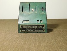 VINTAGE 1920  UNION NATIONAL BANK FOSTORIA OHIO METAL CALENDAR BANK *NO KEY* picture