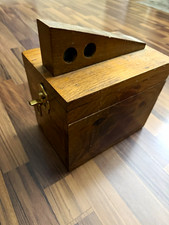 Vintage 1950s - 1970s Rustic Wood Shoe Shine Box w/ Lid Handle Lock BrassLatch  picture