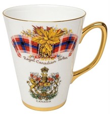 VTG Windsor Bone China Canada Mug Royal Canadian Tartan Coat of Arms Gold Rim picture