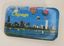 Vintage Chicago Skyline Tourist Rectangle Pinback Button picture